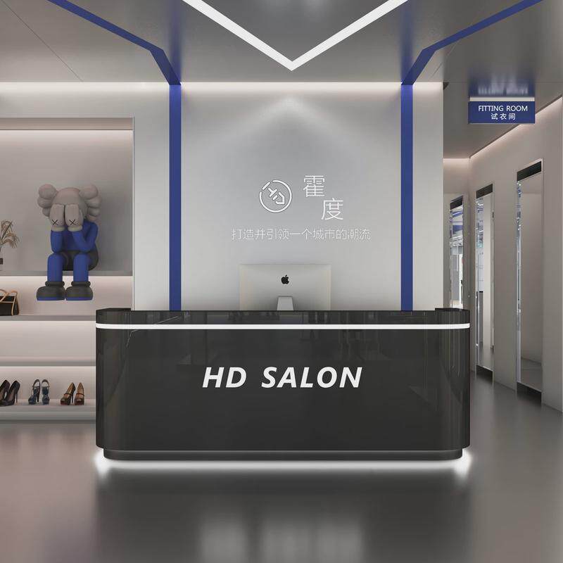 不锈钢收银台小型接待台前台电脑一体桌服装店美容院金属吧台定制