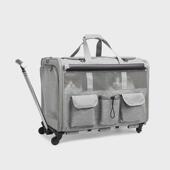 新款 宠物包拉杆箱厂家可拆卸折叠大容量两厢手提猫咪包外出两只