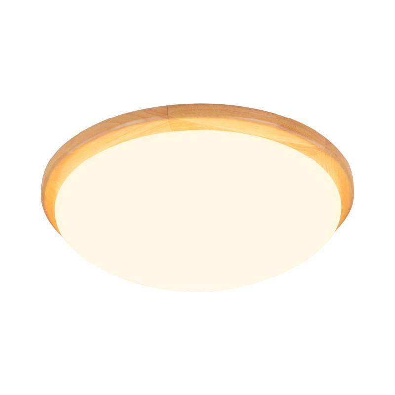 北欧原木卧室灯圆形led吸顶灯阳台木艺过道现代简约房间客厅灯具