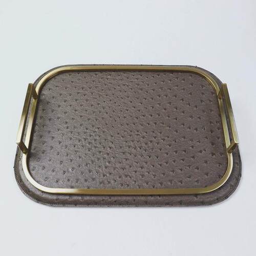 皮革相框电镀简约创意卧室样板房摆台居家组合纸巾盒首饰盒托盘