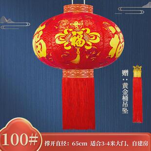 大红春节灯笼2025新年户外阳台大门口一对免插电遥控植绒灯笼挂饰