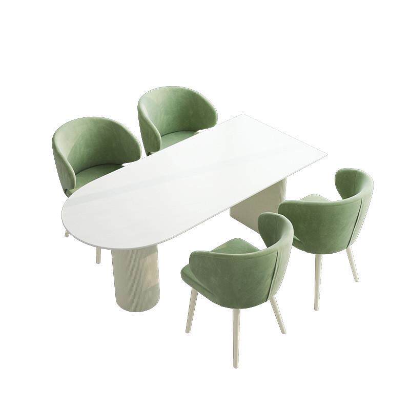 影楼选片婚纱接待弧形沙发网红奶油休息区洽谈美容院桌椅组合套装