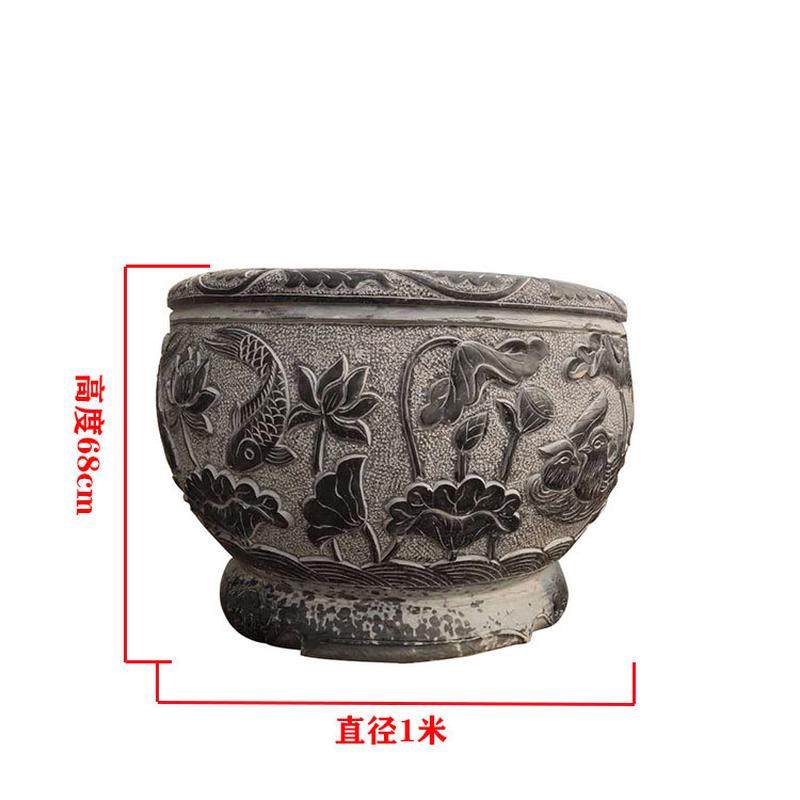 石雕鱼缸做旧石雕龙缸花盆庭院拴马桩景区仿古仿古装饰户外摆件