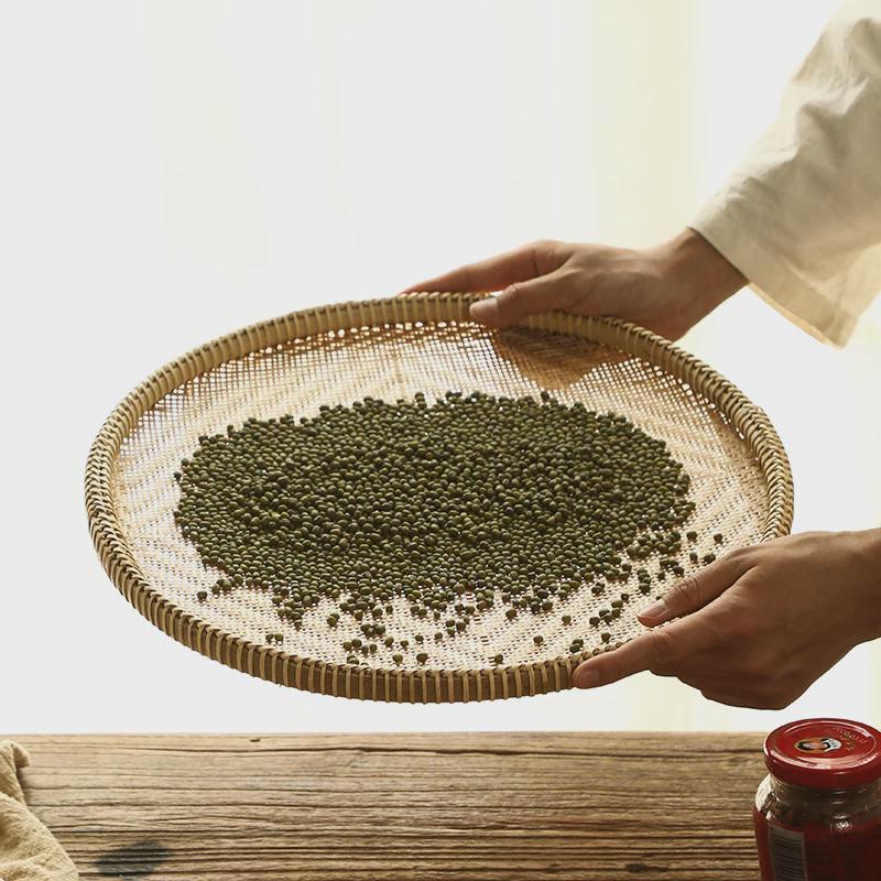异丽手工竹编制品篮子竹筛子圆簸箕家用馒头筐竹子箩筐果篮收纳筐