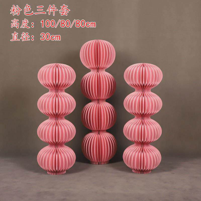 婚庆道具折纸甜品台摆件罗马柱路引圆柱折叠婚礼舞台布置装饰花柱