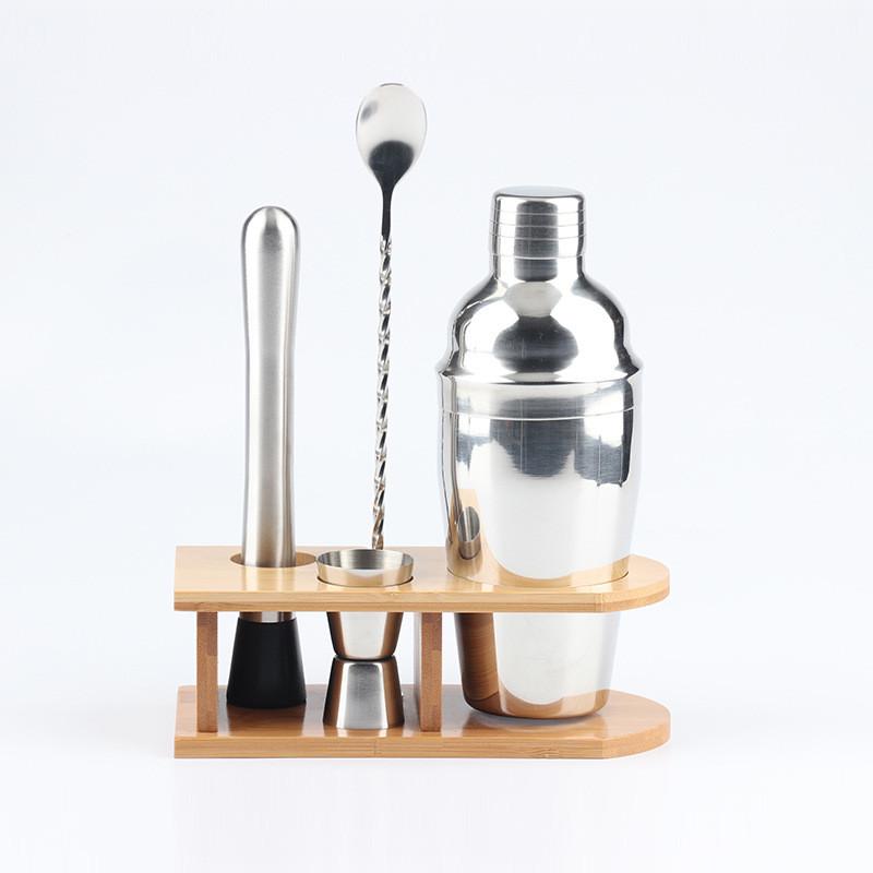 热销1vpk初学者不锈钢调酒器套装调酒手摇壶杯雪克壶酒吧工具5件