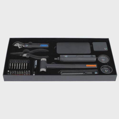 新款家用五金工具套装多功能电动螺丝刀套装把手电钻箱