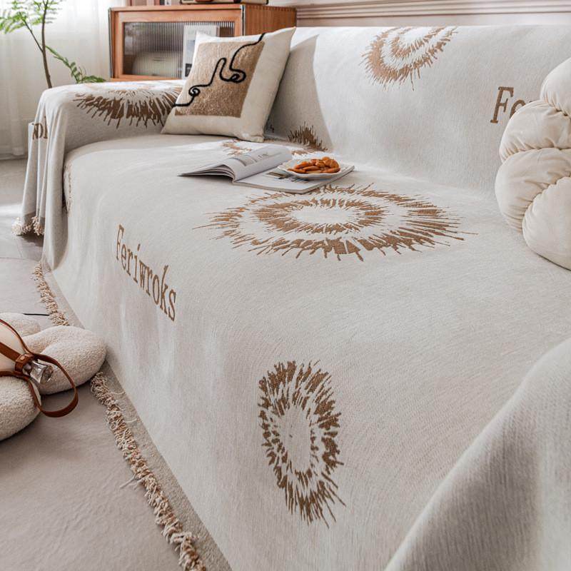 (自在)四季雪尼尔沙发盖布厚实全盖巾防滑皮沙发坐垫简约家用组合