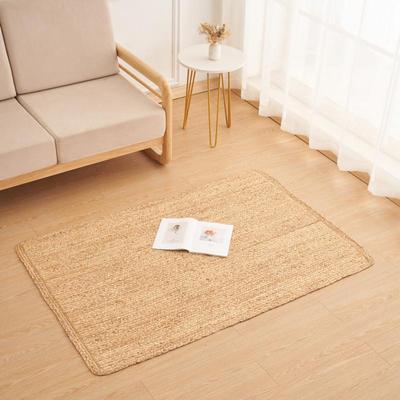 客厅水芦苇地毯手工北欧简约素色民宿卧室床尾毯新品茶几垫椭圆形