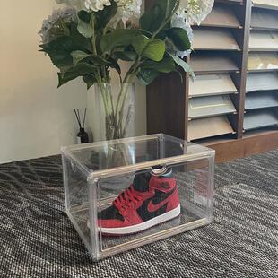 PET全透鞋盒正开侧开磁吸防尘防氧四面可拆卸收纳盒