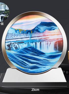 源头厂家网红爆款创意3d双面镜流沙画摆件工艺品背景镜边礼品