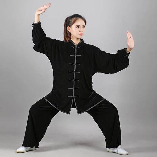 南韩极太极服秋冬加厚保暖宏绒金丝绒太极服武术服练功服太极晨练