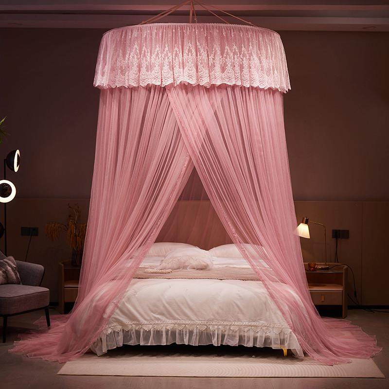 8ksg免打孔吊顶落地式蚊帐家用吊挂圆顶防蚊卧室公主风免安装加密