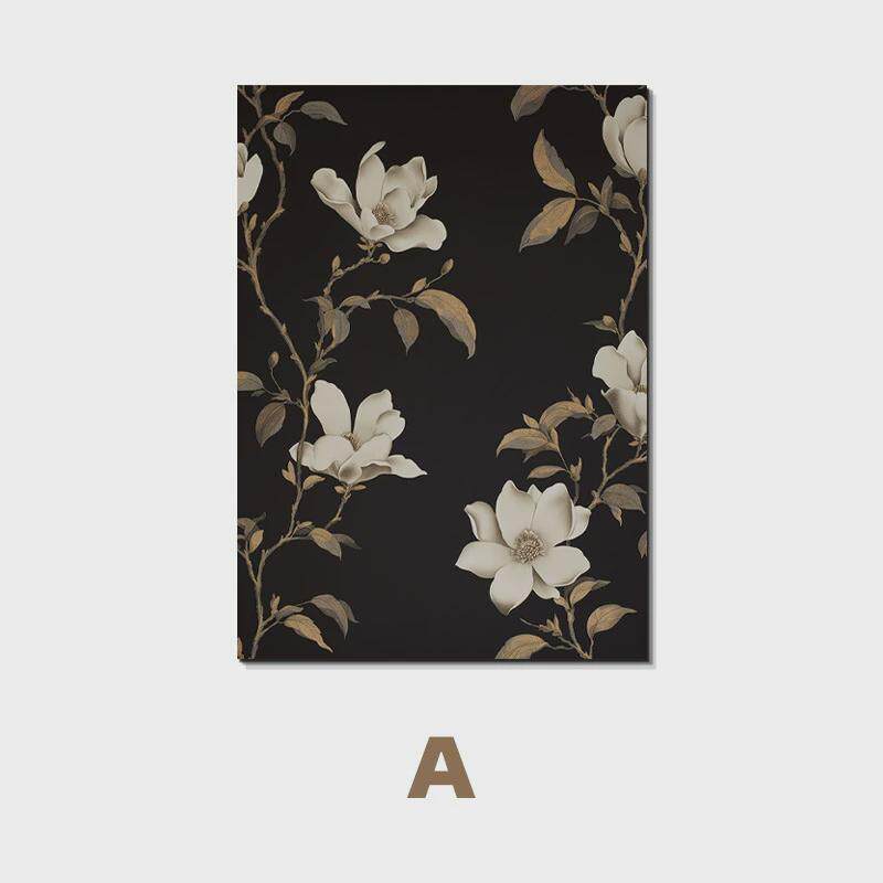纯手绘油画简约白玉兰画中古风装饰花卉玄关客厅餐厅沙发背景挂画