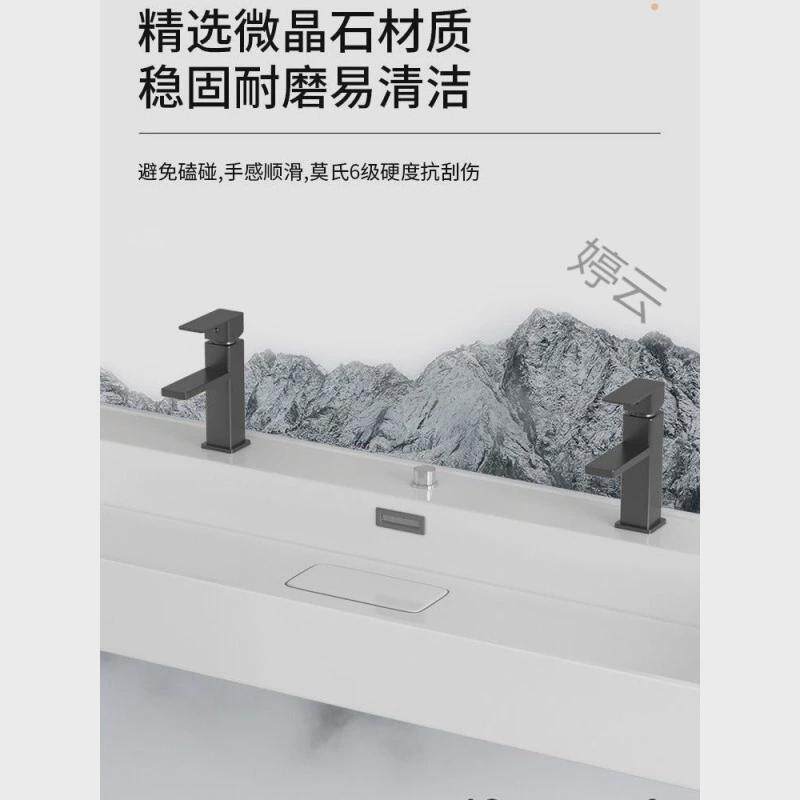 ht原木风智能现代海浴室柜洋盆组合一体式柜台双龙头卫生间洗手洗图片