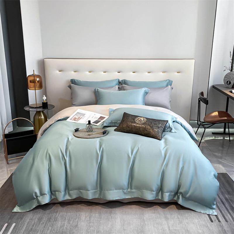 60家纺天丝四件套批发2022夏季纯色床单被罩床上用品南通支被套