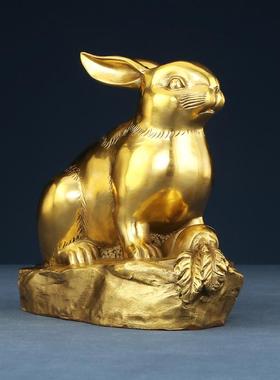 黄铜生肖兔摆件工艺品商务办公摆设家居装饰品客厅开业礼品