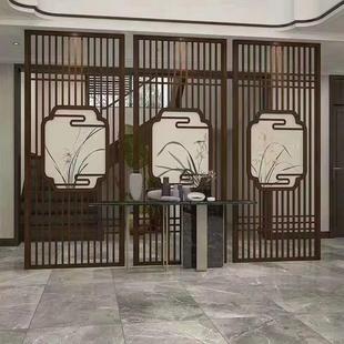 屏风花格仿古雕门窗花镂空电视客厅装 简约办公桌实木纱画新中式 饰