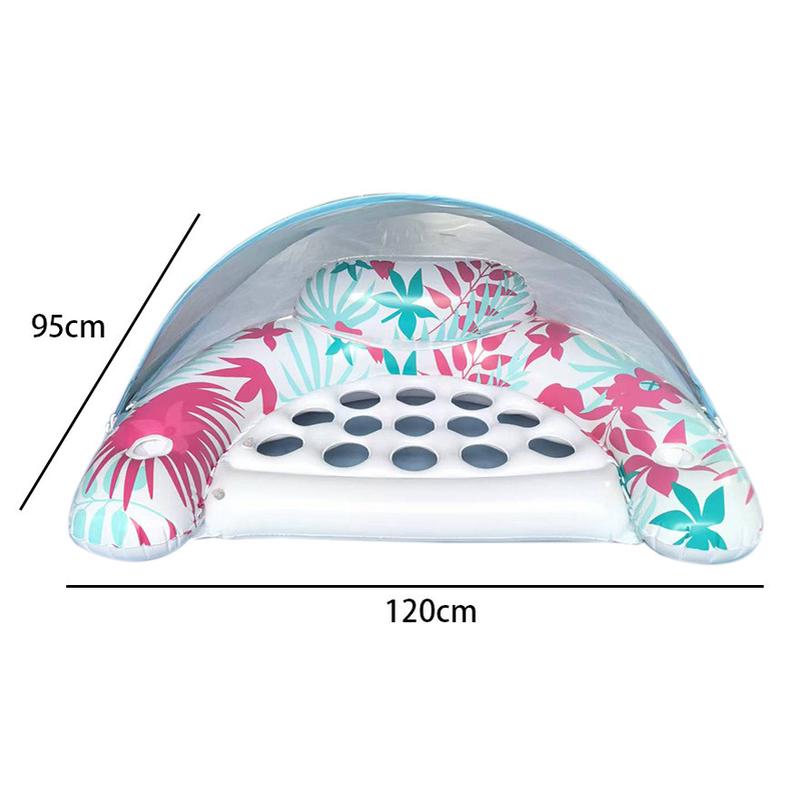 充气双人浮床水上浮排日光浴晒黑池成人滑水道遮阳罩座圈戏水躺椅