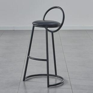 靠背吧台椅轻奢设计酒吧高脚凳前台接待椅子软包家用铁艺吧椅跨境
