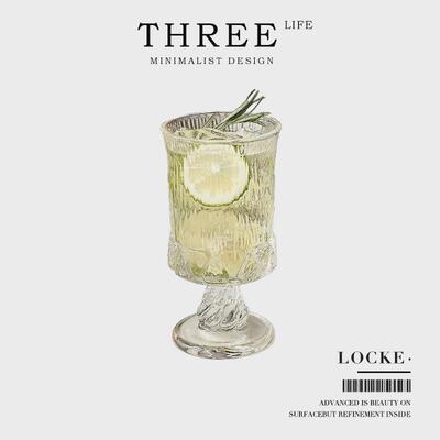 Tlife·Locke· 杯具复古宫廷风高脚玻璃杯小众浮雕果汁杯 | 洛克