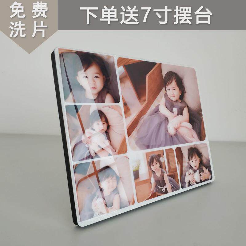zq九宫格水晶摆台洗照片做成相框大韩烤瓷拼图影楼相片冲印放大