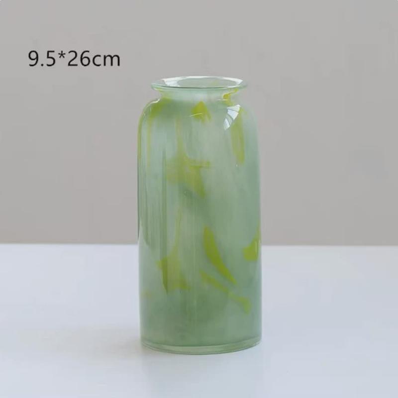 蓝色透明玻璃花瓶中式花边复古风格装饰花器摆件客厅玄关插花水培