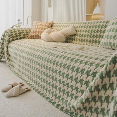 沙发盖布风舒棉绒奶油冬季加厚沙发套罩懒人一体全盖保暖毛绒坐垫