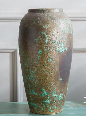 景德镇多肉花盆三件套装花瓶复古做旧粗陶罐干花插花可水培陶瓷