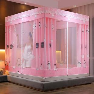 9wor遮光蚊帐床幔1全封闭拉链坐床一体式 1.5米1.8m床公主床帘纹帐