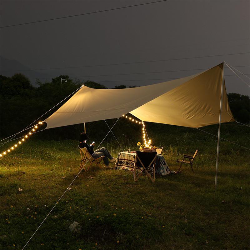 棉布天幕户外超大枫叶蝶形复古遮阳凉棚露营加厚六角八角防雨TC棉