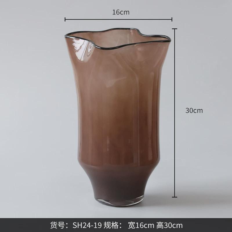 博西家居玻璃花瓶摆件客厅插花复古创意水培器皿精致大口径花器