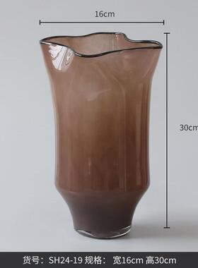 博西家居玻璃花瓶摆件客厅插花复古创意水培器皿精致大口径花器