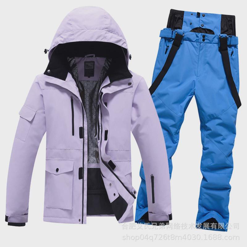 滑雪服岩新款锐套装男女冬季户外防风防水保暖加厚单双板滑雪衣裤