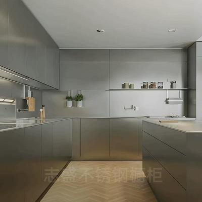 北京304全不锈钢橱柜定制开放式厨房台面家用整体灶台柜定做0甲醛