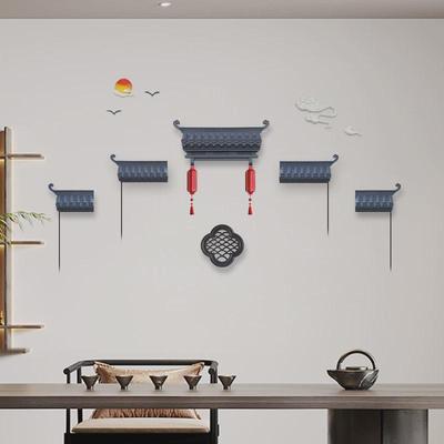 弯角徽派仿古屋檐新中式客厅沙发飞檐挂件餐厅门头背景墙面装饰