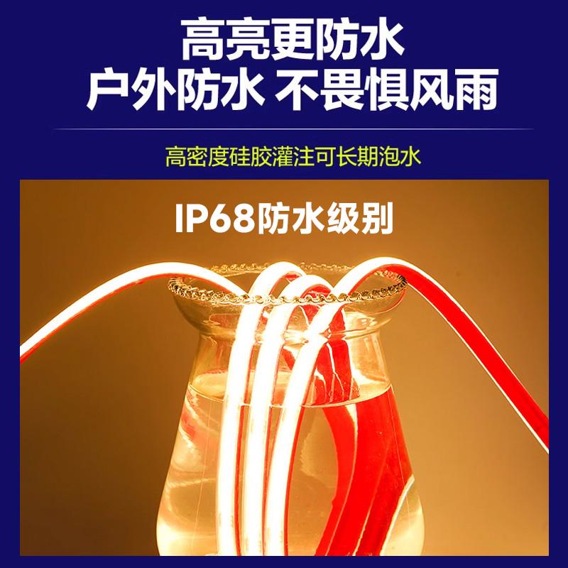 水下COB硅胶灯带24V自粘户外防水IP68实心灌胶无光斑led柔性灯条