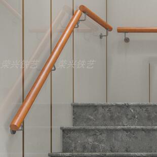 靠墙楼梯防滑实木扶手家用室内走廊幼儿园艺术拉手现代创艺木护栏