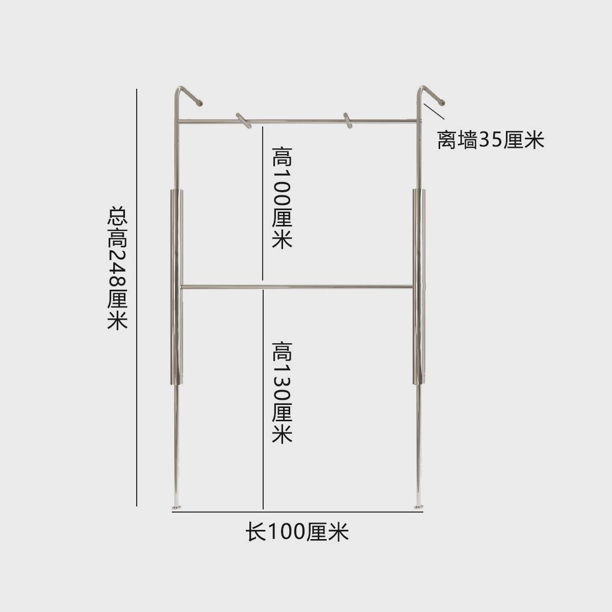 服装店展示架落地式陈列架子不锈钢上墙衣架男装店双层带正挂货架