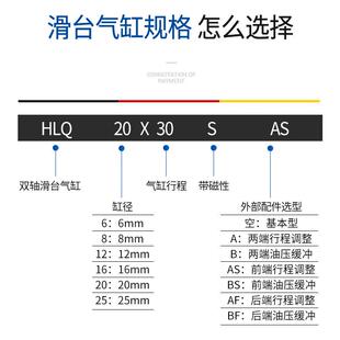 气动双轴直线导轨气缸带高精密滑台hlq16x20shls