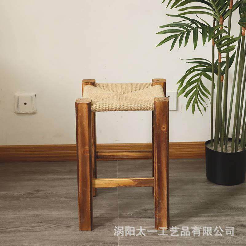 实木凳子方凳子可叠摞板凳编织凳复古简约板凳室外凳子