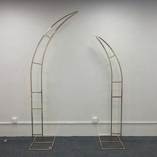 新款婚庆道具铁艺屏风婚礼舞台布置婚庆拱门迎宾区电镀金色背景架