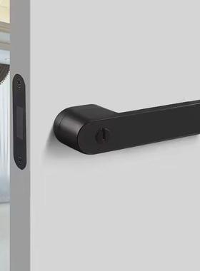 黑色生态门锁简约室内房门锁极简灰色磁吸静音门把手卧室通用锁具