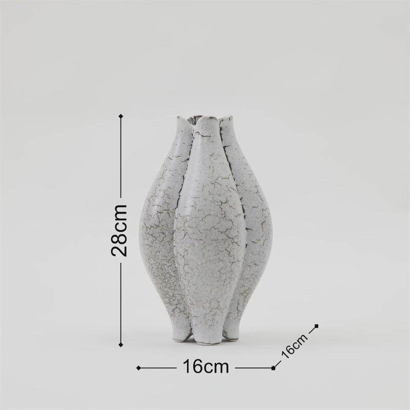 中古陶瓷花瓶创意复古花瓣工厂口插花器皿高档装饰设计摆件波浪