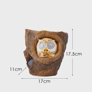 创意壁挂花盆卡通可爱猫头鹰太阳能灯摆件花园栅栏花盆庭院装饰品