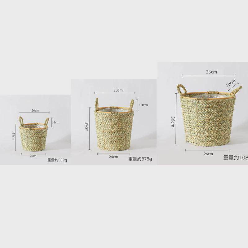 北欧风格创意藤编草编花篮落地式绿萝花盆客厅装饰室内特大容量