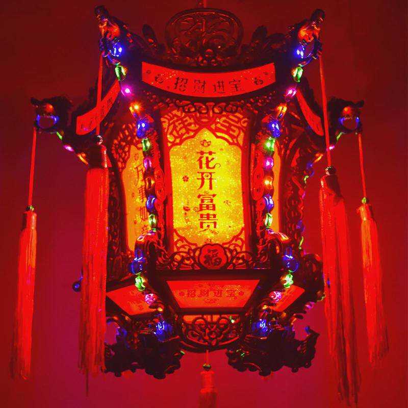 中式灯笼六角龙灯led旋转七彩吊灯龙头仿古阳台春节宫灯厂家