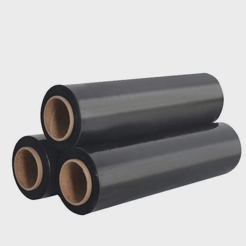 黑色缠绕膜打包膜保护膜工业用保鲜膜45.0cm大卷装pe商用拉伸镀锌