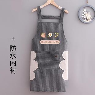 l^厨房围裙高防水防油时尚 围腰 女薄款 帆布可擦手家用颜值2024新款