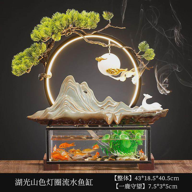 循环流水生财摆件创意喷泉招财水车鱼缸家居办公桌面开业乔迁礼品